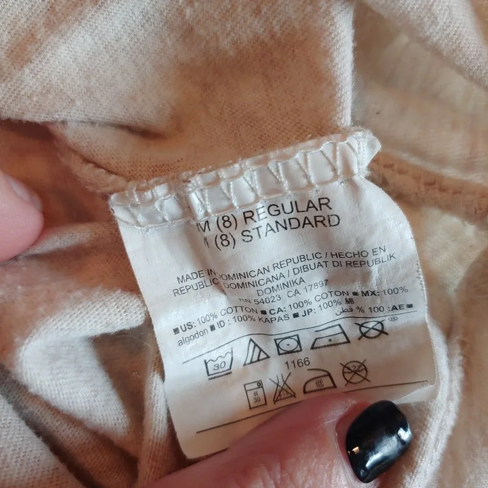 Old Navy | Oatmeal Long Sleeve Tee Shirt with Large Dog Wearing Eyeglasses | M